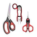 LIVINGO Professional Sewing Scissors Set: 8.5” Heavy Duty Sharp Titanium Coated Forged Stainless Steel Fabric Scissors, 4.5” Small Detail Embroidery Scissors, 5” Thread Snips, Comfort Grip, 3 Pack