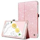 DUEDUE for Samsung Galaxy Tab E 9.6 Case, Sparkly Glitter Slim Faux Leather Folio Stand Full Protective Cover for Galaxy Tab E Wi-Fi/Tab E Nook 9.6 Inch Tablet SM-T560/T561/T565/T567V,Rose Gold