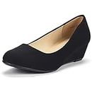DREAM PAIRS Women's Debbie Black Suede Mid Wedge Heel Pump Shoes Size 7.5 M US