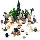 OrgMemory 42pcs Animal Trees, Mini Garden Accessories, Garden Fairy Figurines, Plastic Trees for Projects 1.5-6 inch(4-16 cm), Model Train Scenery