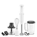KitchenAid Cordless Variable Speed Hand Blender with Chopper and Whisk Attachment - KHBBV83, White