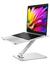 Babacom Laptop Stand Lap Desk, Ergonomic Foldable Computer Stand with Adjustable Height, Ventilated Aluminium Alloy Riser Compatible with MacBook Air, Pro, Dell XPS, All 10-16" Laptops (Silver)