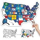 Lushleaf Designs RV State Sticker Travel Map - 21" x 14.5" USA States Visited Decal United Non Magnet Road Trip Window Stickers Trailer Supplies & Accessories Exterior or Interior Motorhome Wall Decals