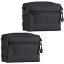 IronSeals MOLLE Pouch, 2 Pack Multi-Purpose Tactical Compact Water-Resistant Utility Gadget Gear EDC Pouch, Black, One Size