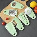 Rugmi 6-Piece Kitchen Gadgets Set - Space-Saving Camper Must-Haves, Stainless Steel Tools Include Cheese Grater, Bottle Opener, Peeler, Pizza Cutter, Grinder, Herb Stripper - Dishwasher Safe