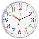 Kids Wall Clock, 10 Inch Silent Non-Ticking Battery Operated Colorful Decorative Wall Clocks for Kids, Perfect Room & Wall Decor for School Classrooms, Playrooms and Kids Bedrooms (10 inch)