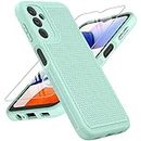 FNTCASE for Samsung Galaxy A14 5G Case: Dual Layer Protective Heavy Duty Cell Phone Cover Shockproof Rugged with Non Slip Textured Back - Military Protection Bumper Tough - 2023, 6.6inch (Mint Green)