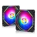 CONISY RGB LED Series 120mm Case Fan for Computer Case, Unique Ultra Quiet Long Life Gaming PC Cooling Fan - Colorful (2Pack)