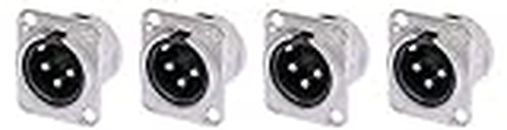 (4 Pack) Neutrik NC3MD-L-1 3 Pin Male XLR Panel Connector Nickel Silver Contact