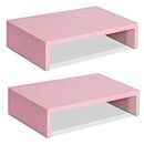 TEAMIX Pink Monitor Stand Riser-2 Pack,Wood 2 Tier Adjustable Monitor Stand Dual Monitor Riser for 2 Monitors/Laptop/PC Computer Stand for Desk