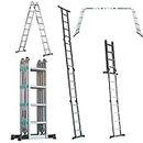 Mivu Flexi Pro 16 feet (16 Steps) 8-in-1 Multipurpose Foldable Aluminium Ladder | Made in India | Heavy Duty Portable Step Ladder for Home & Outdoor use (Without Scaffolding Plates)