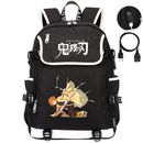 Anime Kimetsu No Yaiba Backpack USB Laptop Bags Women Men Rucksack Travel Bags