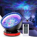 Ocean Wave Projector, Star Projector with 8 Lighting Modes, Galaxy Light Projector with Sleep Aid Music, LED Night Light for Kids with Timer/Remote Control/Speaker, for Home Room Decor/Kids Bedroom