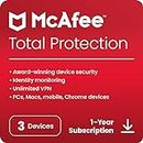 McAfee Total Protection 2024, 3 Devices | Antivirus, VPN, Password Manager, Mobile and Internet Security | PC/Mac/iOS/Android|1 Year Subscription | Activation Code by email