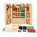 Univocean Wooden Multi Functional Work Tool Kit - DIY Portable Educational Toys for Kids (Multi-Color)