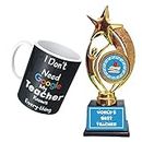 Family Shoping I Don't Need Google My Teacher Knows Everything Black Ceramic Coffee Mug with Trophy for Teacher Award
