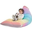Nobildonna Stuffed Animal Storage Bean Bag for Kids (No Filler), Extra Large 250L Bean Bag Chair Cover Only, Washable Beanbag Without Filling Soft Premium Canvas Stuffable Bean Bag Cover (Rainbow)