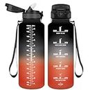 Vikaster 1.5l Trinkflasche mit Strohhalm, BPA-frei 1500ml Auslaufsicher Kunststoff Wasserflasche, Trinkflasche für Yoga, Reisen, Fitness, Wandern, Outdoor
