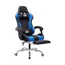 Neo Leather Gaming Racing Chair Footrest, Headrest and Lumbar Massage, Height Adjustable with Swivel Seat for Home/Office (Blue)