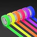 KIWIHUB UV Blacklight Reactive (6pack) (6 Colors) 0.59inch x 16.4ft per Color, Fluorescent Cloth/Neon Gaffer Tape, Super Bright for Glow Party Supplies