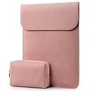 HYZUO 13.3-14 Inch Laptop Sleeve for MacBook Pro 14 M3/M2/M1 A2992 A2918 A2779 2024-2021, 13.5 Surface Laptop 6-1, MacBook Air 13, with Pouch, Pink