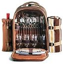 Hap Tim Picnic Backpack Bag for 4 Person with Cooler Compartment, Detachable Bottle/Wine Holder, Fleece Blanket, Plates and Cutlery Set Perfect for Outdoor, Sports, Hiking, Camping, BBQs(AU-3065)