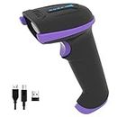 Tera Barcode Scanner Wireless Versatile 2-in-1 (2.4Ghz Wireless+USB 2.0 Wired) with Battery Level Indicator, 328 Feet Transmission Distance Rechargeable 1D Laser Bar Code Reader Handheld 5100 Purple