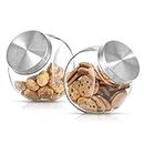 JoyJolt All-Sides Cookie Jar. Set of 2 Cookie Jars for Kitchen Counter with Lids, Candy Jar, Dog Treat Container, Laundry Detergent Container, Large Canisters, Half Gallon Glass Jar with Lid Airtight