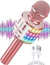 Microphone sans Fil Bluetooth Karaoké, Micro Karaoke Enfant avec Lumières LED de Danse, Portable Karaoké Machine pour Enfants Fille Garcon pour Fête Chanter KTV Idée Cadeau de Noël Anniversaire