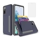 Asuwish Phone Case for Samsung Galaxy S20 FE Gaxaly S 20 FE 5G UW 6.5 inch with Screen Protector Cover and Card Holder Stand Hybrid Cell Glaxay S20FE5G S20FE 20S Fan Edition 4G G5 Women Men Navy Blue