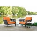 DEVOKO Enhance Your Outdoor Living with Our 3 Piece Patio Set - Grey Rope Bistro Furniture with Orange Cushions, Ideal for Balcony, Backyard, or Porch Provides Durability & Style