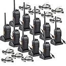 Retevis RT27 Walkie Talkies, Professional PMR446 16 Channels, Two Way Radio Rechargeable Long Distance, Hand Free 2 Way Radio with Earpiece for School, Retail, Security (10 Pack,Black)