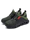 Bestgift Unisex Breathable Comfortable Anti-Smashing Puncture-Proof Steel Toe Cap Safety Shoes Green 43/US 9.5