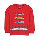 Hopscotch Boys Cotton Vehicle Printed Pullover Sweatshirt in Red Color for Ages 9-10 Years (LRE-3234662)