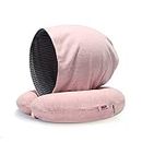 Multifunctional Two-In-One Hooded U-Shaped Pillow,Comfortable and Soft Fabric,No Longer Tired From Business Trips/Travels,Pink
