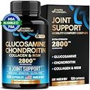 Glucosamine Chondroitin MSM Collagen | FSA HSA Eligible | Joint Support Supplement 2800 mg | Made in USA | FSA Approved Product Items | Flexibility Nutritional Vitamins | For Men & Women, 120 Capsules