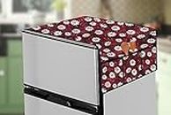 The Furnishing Tree Fridge Top Cover compatible for LG ‎GL-D199OPZY, 185 Ltr WxL 65x111 in CM Floral Pattern Red White