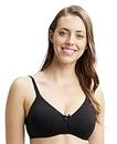 Jockey 1722 Women's Wirefree Non Padded Super Combed Cotton Elastane Stretch Medium Coverage Everyday Bra with Concealed Shaper Panel and Adjustable Straps_Black_36C