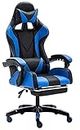 Divyam Variables High-Back Leather Gaming Desk Chair | Ergonomic Swivel Computer Chair with Footrest Height Adjustable | Headrest Lumbar Pillow Office Chair |(Black & Blue)
