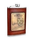 VAGMI Stainless Steel and Stitched Leather Hip Flask 8 oz (230 Ml), England Design Wine Whiskey Vodka Alcohol Drinks Pocket Bottle for Men & Women