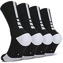 Finerview Elite Basketball Socks, 4 Pack Cushion Performance Crew Athletic Socks for Adult & Youth Kids