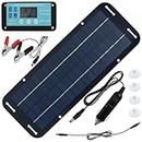 Solar Panel Kit, 12V 30W IP65 Waterproof Solar Trickle Charger, Portable Solar Powered Charger Kit with Voltage Regulator, Monocrystalline Car Battery Charger Controller for Car RV