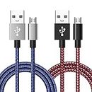 PS4 Controller Charger Charging Cable, 2 Pack 10FT Nylon Braided Micro USB 2.0 High Speed Data Sync Cord for Playstation 4, PS4 Slim/Pro, Xbox One S/X Controller, Android Phones