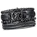 University Trendz 4PCs/Set Braided Wrap Leather Bracelets for Men Women Vintage Wooden Beads Ethnic Tribal Wristbands Bracelet