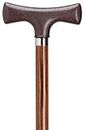 Walking Cane - Walnut Men's nylon"T" shaped handle, ash wood cane, 7/8" shaft, 36" long w/rubber tip. Available in walnut and black