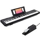 AODSK Weighted Piano 88-Key Beginner Digital Piano,Full Size Weighted keyboard with Hammer Action,with Sustain Pedal,2x25W Stereo Speakers,MP3 Function,Piano Lessons,Black,S-200