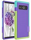 Galaxy Note 8 Case, Cute Shock Absorbing Hybrid Best Impact Defender Rugged Slim Protective Case Shell w/Grip Soft Armor Case Cover [Purple/Sky Blue/Yellow]