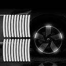 BKN 20pcs Car & Bike Wheel Radium Sticker | Car tyre Rim Safety Warning Sticker Car Wheels General Reflective Warning Stickers Tire Decoration | Automotive Accessories (White)