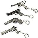 Mallofusa Pack of 4 Pcs of Mini Metal Shooting Gun Model Keychain Pendant Key Ring Sniper Rifle Pendant (502#003#747#664)