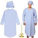 Toulite 4 Pcs Halloween Pajama Set Includes Men's Nightshirt Night Sleeping Cap Candle Holder Beige Candle for Halloween (X-Large)